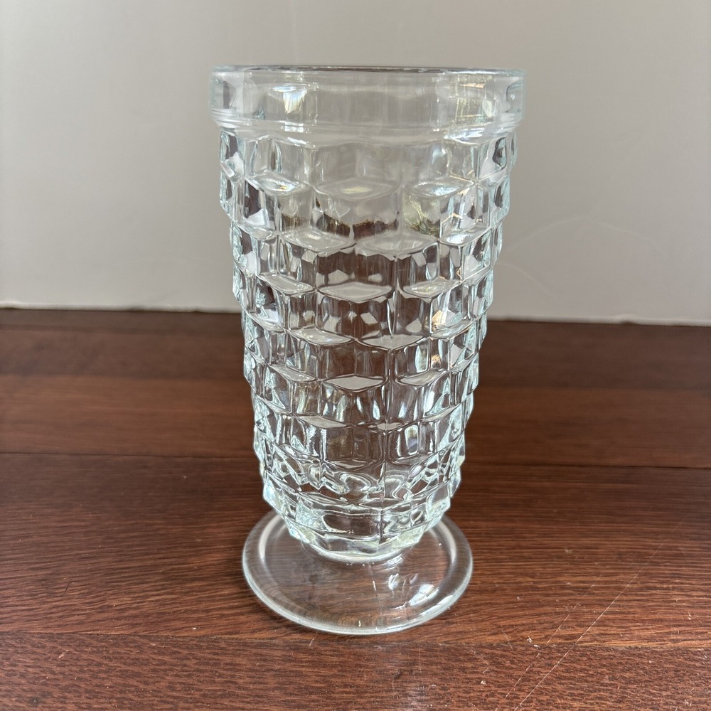 Indiana Glass Whitehall Cubist Clear‎ Footed Tumbler Iced Tea Glass 10oz - (1)